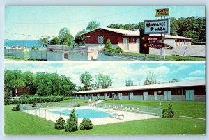 Cromwell Indiana IN Postcard Wawasee Plaza Motel Swimming Pool c1960s Vintage
