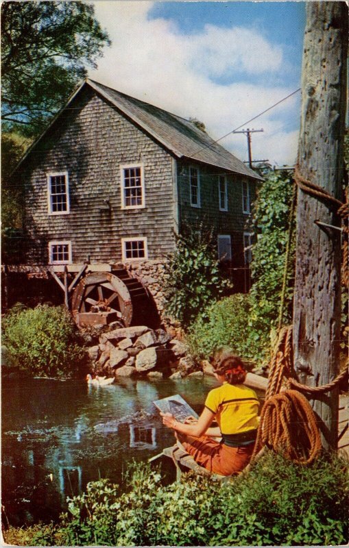 Old Grist Mill Brewster Cape Cod Massachusetts MA Postcard PM Dennis