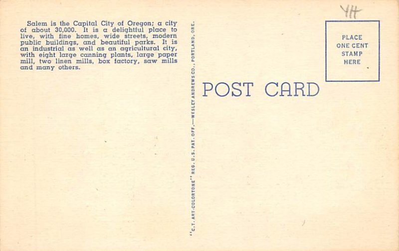 Marion County Court House, Post Office, State Capitol Salem, Oregon OR  