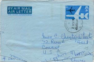 Entier Postal Stationery 9d Aerogram for Concord NH Leicester