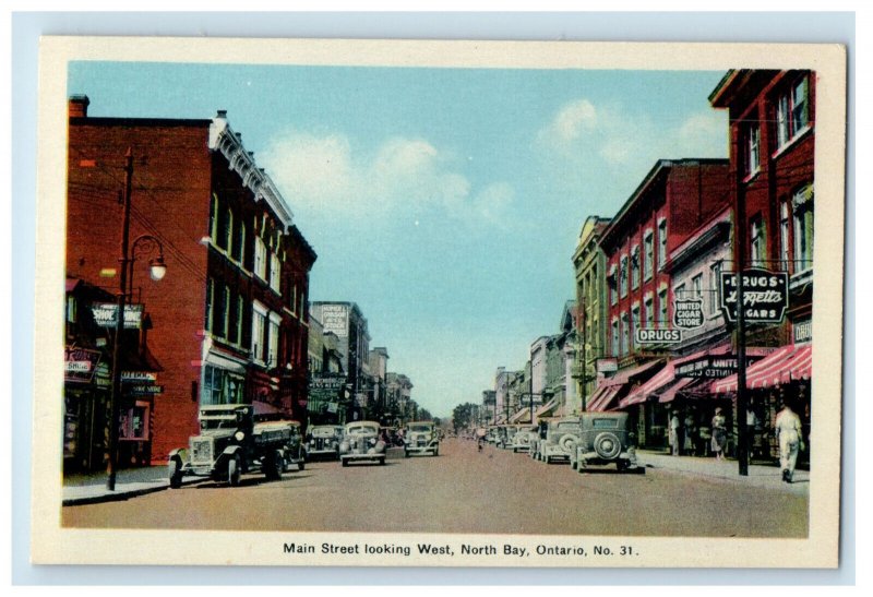 c1940's Cigar Store Shoe Shine, Hotdogs North Bay Ontario Canada Postcard