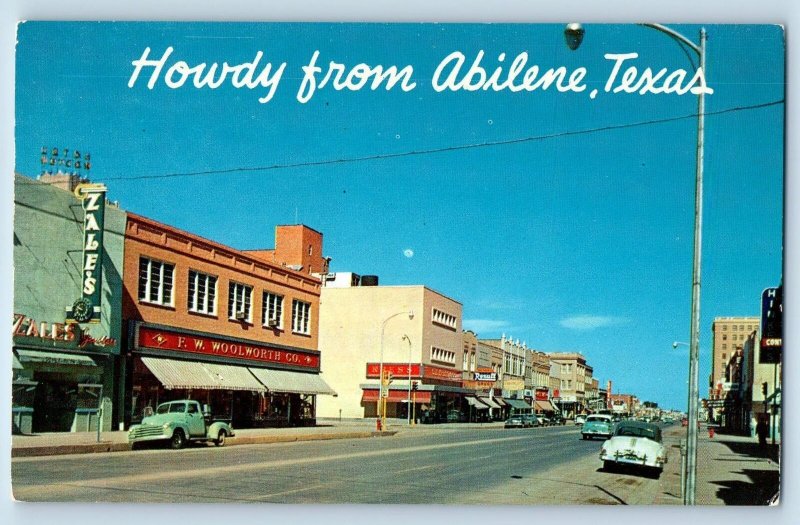 Abilene Texas TX Postcard Pine Street Looking South Business Section c1960s Cars