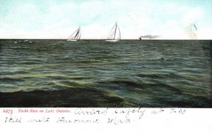 Vintage Postcard 1907 Yacht Race On Lake Ontario Water Adventure Sports