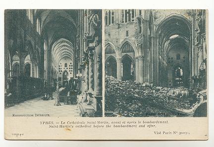 St Martins Before After Bombardment, War Ruins, Ypres Belgium,