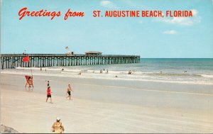 St. Augustine Beach FL Greetings Pier Unused Postcard G51