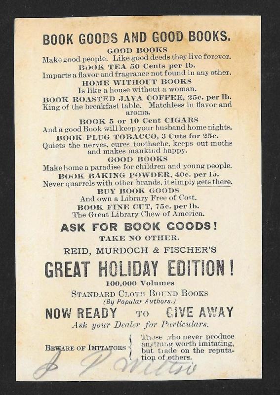 VICTORIAN TRADE CARD Book Goods & Good Books