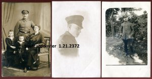 h3348 - GERMANY MILITARY 1910s Lot of 3 Soldiers. Real Photo Postcards