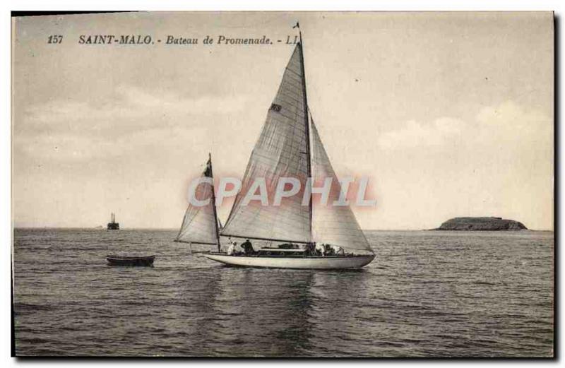 Old Postcard Boat Sailboat Saint Malo Sightseeing boat