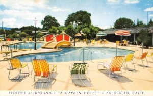 RICKEY'S STUDIO INN Swimming Pool Palo Alto, CA c1950s San Francisco Postcard