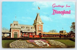 Greetings From Disneyland, Entrance, Train Depot, Vintage c1977 Postcard