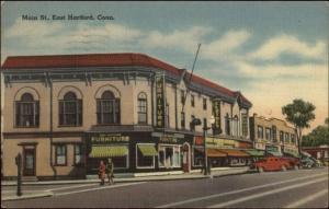 East Hartford CT Main St. Linen Postcard rpx