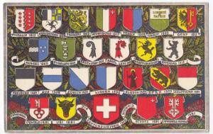 Switzerland; Heraldic Shields PPC, Unposted, c 1930's, By Jaeger