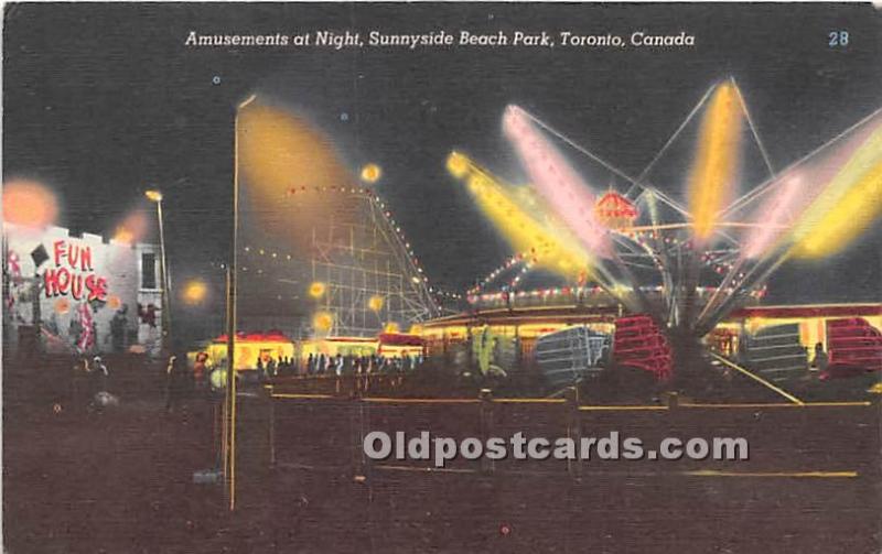 Amusements at Night, Sunnyside Beach Park Toronto, Canada Unused 