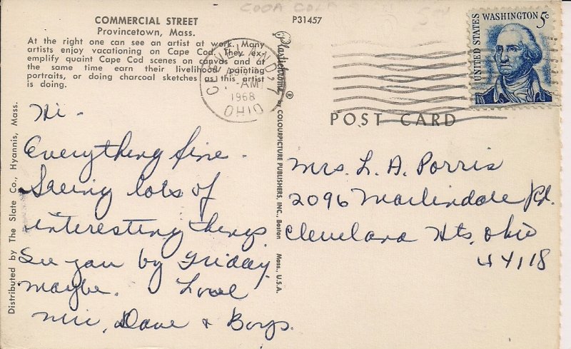 Provincetown MA, Cape Cod, Commercial St., 1968, Bicycle, Cars, Bowling, Artist