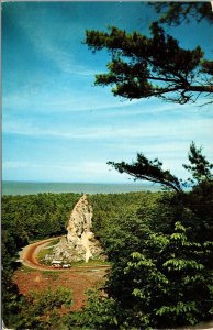 Vtg Mackinac Island Michigan MI Sugar Loaf Rock 1950s Chrome View Postcard
