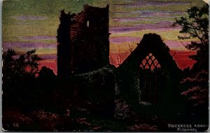 c1910 KILLARNEY IRELAND MUCKROSS ABBEY AT SUNSET POSTCARD 34-279