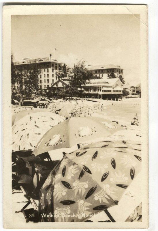 RPPC Postcard Waikiki Beach Honolulu Hawaii HI