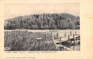 Sodermanland Sweden birds eye view boats pier antique pc Y14247