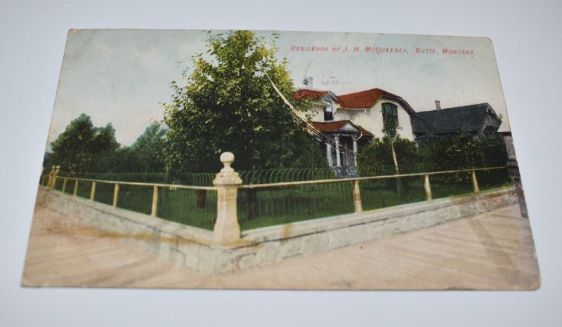 Residence of J. H. McQueeney Butte Montana Postcard