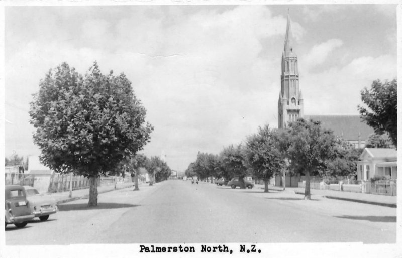 RPPC Palmerston North, New Zealand Street Scene 1959 Vintage Postcard