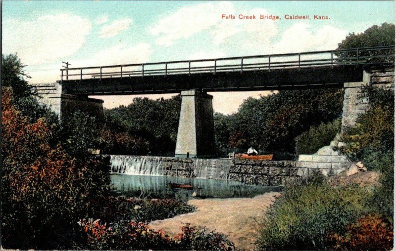 Falls Creek Bridge Caldwell Kans. Kansas Vintage Postcard Standard View Card  