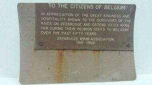 Vintage Postcard Zeebrugge WW1 War Memorial Plaque