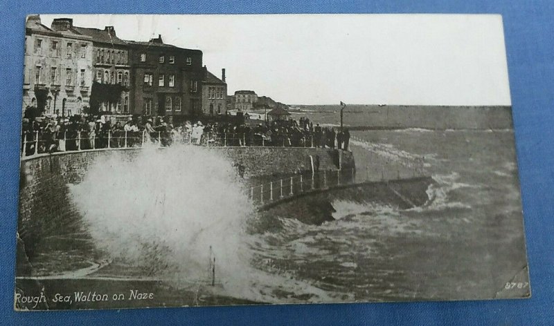 Vintage Postcard Rough Sea Walton On Naze Essex  Postmarked  1921 C1A