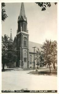 BEAVER DAM WISCONSIN 1940s Dodge County St Peter's Church RPPC postcard 4170