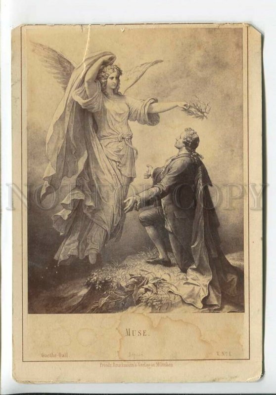 3185789 GOETHE Muse WINGED Nymph by KAULBACH old CABINET Card