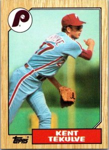 1987 Topps Baseball Card Kent Tekulve Philadelphia Phillies sk3461