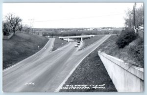 Montevideo Minnesota MN Postcard RPPC Photo Highway Scene Cars c1950's Vintage