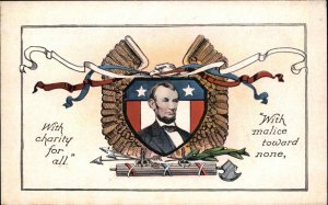 Abraham Lincoln Patriotic Eagle Border American History c1910 Postcard