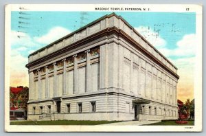 1938   Masonic Temple  Paterson  New Jersey  Postcard