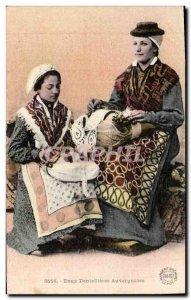 Old Postcard Folklore Two bobbin lace makers Auvergne