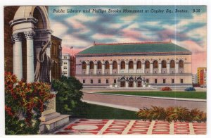 Boston, Public Library and Phillips Brooks Monument at Copley