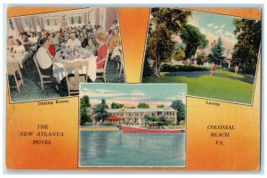c1940 New Atlanta Hotel Dining Room Colonial Beach Virginia Multiview Postcard