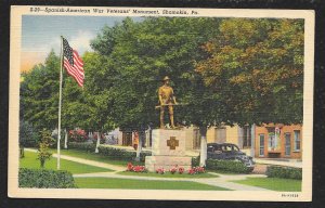 Spanish American War Veterans Monument Shamokin PA Unused c1939