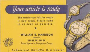 Advertising Bulova Watches William Harrison Jeweler