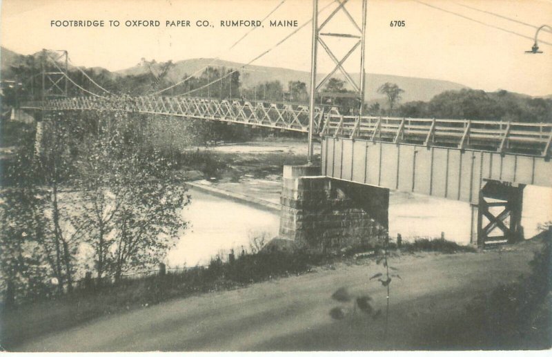 Rumford Maine Footbridge to Oxford Paper Co Photolux Postcard Unused