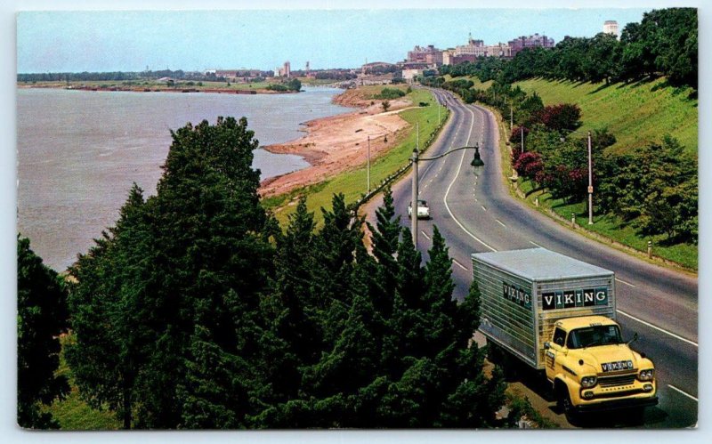 MEMPHIS, TN Tennessee ~ VIKING TRUCK on RIVERSIDE DRIVE c1950s Postcard