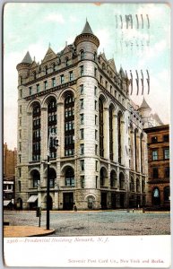Newark New Jersey NJ, 1910 Prudential Building, Entrance, Street, Postcard