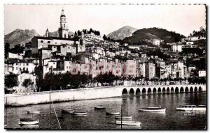 Old Postcard Menton Harbor and Old Town