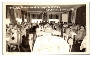 RPPC Dining Room, New Atlanta Hotel, Colonial Beach, VA Real Photo Postcard *6C2