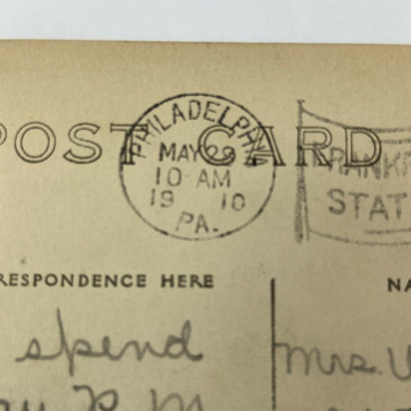 1910 Valley Forge Dam Frankford Station Cancel PA Pennsylvania River Postcard