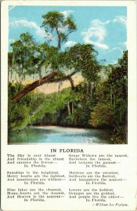 In Florida William Lee Popham Poem Scene WB Postcard UNP Unused 