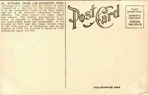 Vtg Carte Postale 1910s Havana Cuba depuis La Carrières non Utilisé Unp