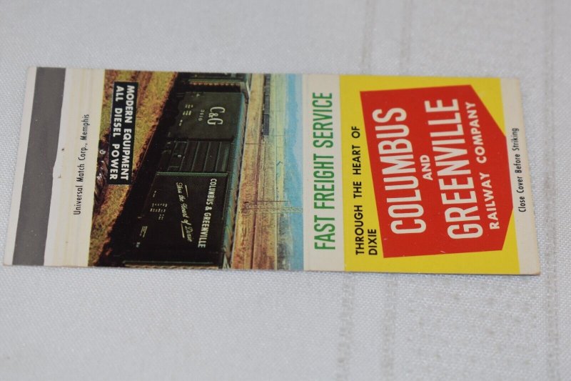 Columbus and Greenville Railway Company Advertising 30 Strike Matchbook Cover