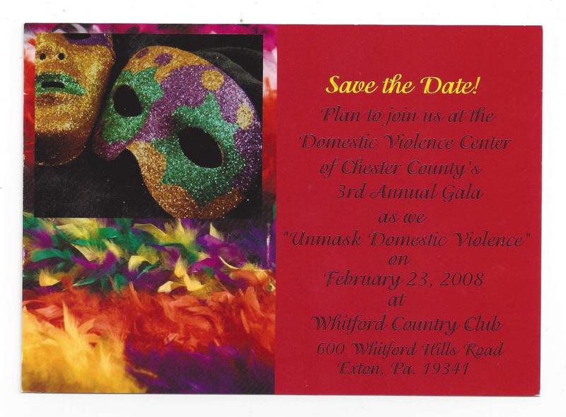 Invitation Postcard Unmask Domestic Violence 3rd Annual Gala