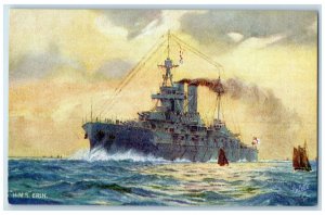 1916 HMS Erin Navy Battleship Battle of Jutland Oilette Tuck Art Postcard