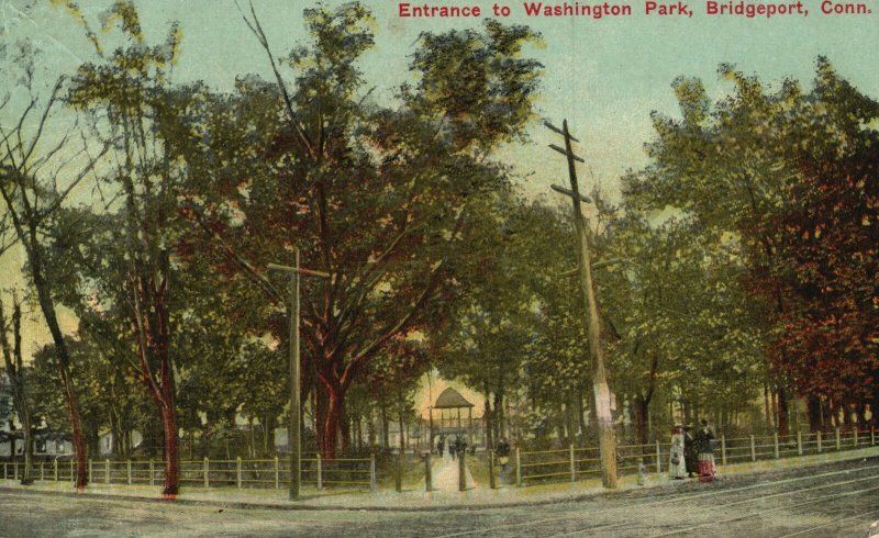 Vintage Postcard 1910'S Entrance To Washington Park Bridgeport Connecticut CT